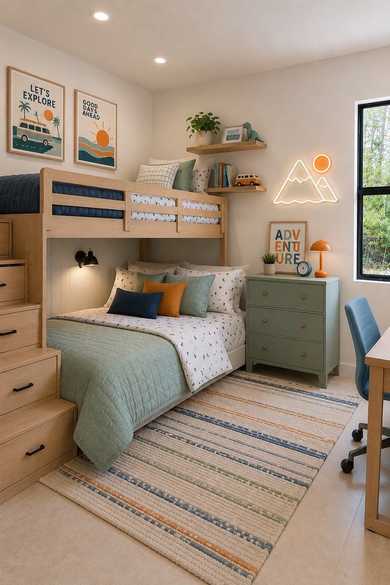 Secondary bedroom with a window and virtually staged furniture